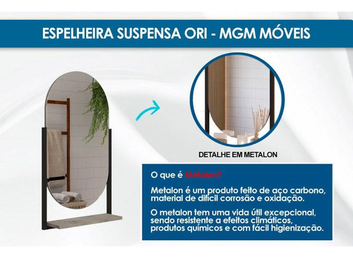 Espelho Quarto De Casal Ori Espelheira Parede Oval C/pratele