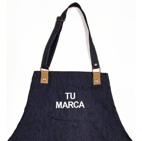 Imagen 4 de 6 de Delantal De Jean Y Cuero Vacuno Bordado Con Tu Marca O Logo
