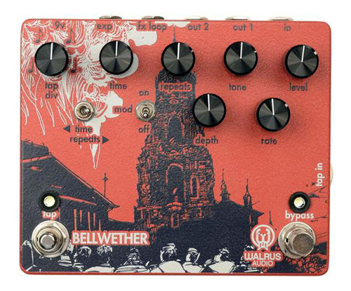 Pedal Wlarus Audio Bellwether Analog Delay C/ Tap Tempo Color Rojo