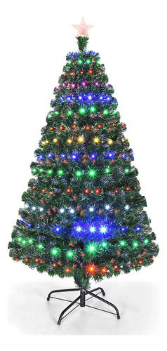 Árbol Navidad Luces Led Pino 1.5m 180 Luces Fibra Verde 