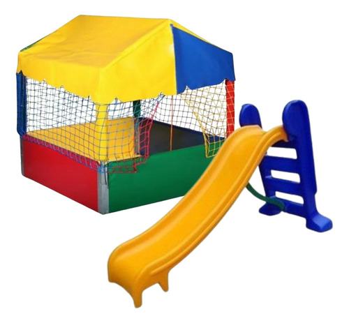 Piscina De Bolinhas Infantil Com Escorregador De 3 Degraus Cor Amarelo