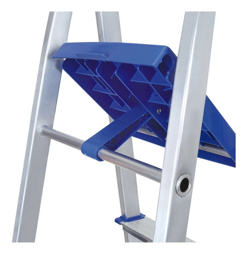 Escalera De Aluminio Tijera 7 Escalones Mor Plegable 5105 Base Antideslizante, Traba De Seguridad. Ultimo Escalon Como Plataforma Y Soporte De Aluminio Para Sujetarse