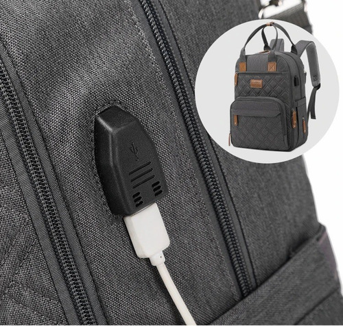 Mochila Land Luxury Com Usb Cor Cinza-escuro