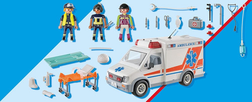 Playmobil Ambulancia Desmontable Luz Sonido +63pcs 71232 Ambulancia