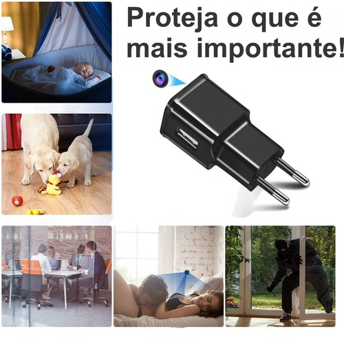 Câmera Espiã Carregador Usb, Full Hd, Wi-fi, + Micro Sd 64gb