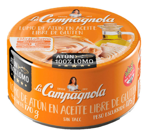 Oferta! 5 Latas Lomo Atun Aceite La Campagnola 170g Sin Tacc