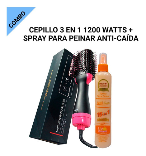 Cepillo 3en1 1200 Watts + Spray Para Peinar Anti-caida