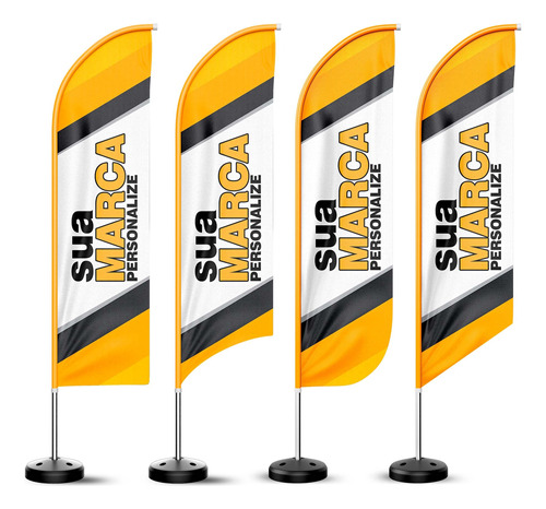 Wind Banner Completo Personalizado M  2,5x0,65m Dupla Face