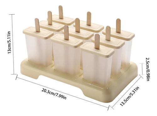 Juego De 9 Moldes Para Paletas Helado Con Bandeja Amarilla -