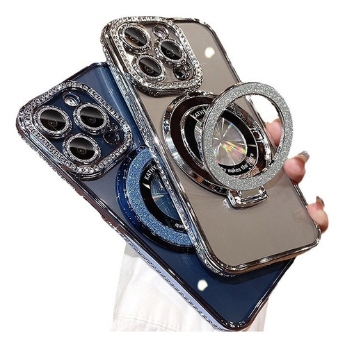 Suitable For Apple 16promax Mobile Phone Case, Glitter Magnetic Bracket