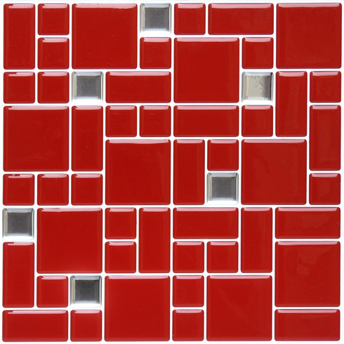 Pastilha Adesiva Resinada Kit 10 Placas Cobre 0,62 M2 Cor Geo - Vermelha / Prata