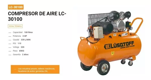 Compresor de aire con correa 100L 3HP