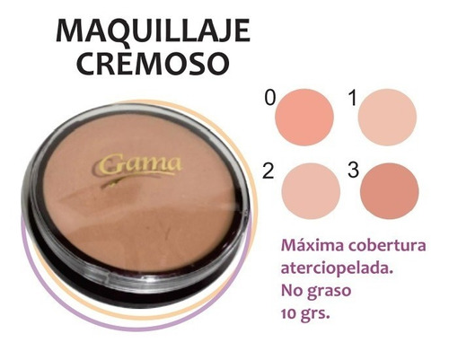 Maquillaje Cremoso No Graso Gama X10 Grs