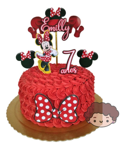 Adorno Minnie Mouse Decoracion Torta Cumpleaños Flores 