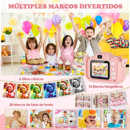 Cámara Digital Para Niños Unicornio 8mp Con 32g Rosa