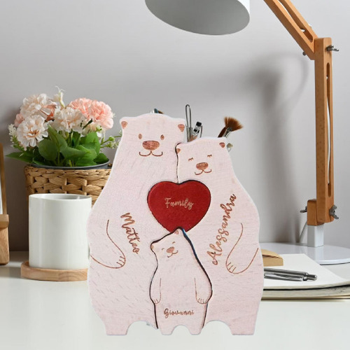 Familia De, Rompecabezas De Arte De Madera, Regalo De 3