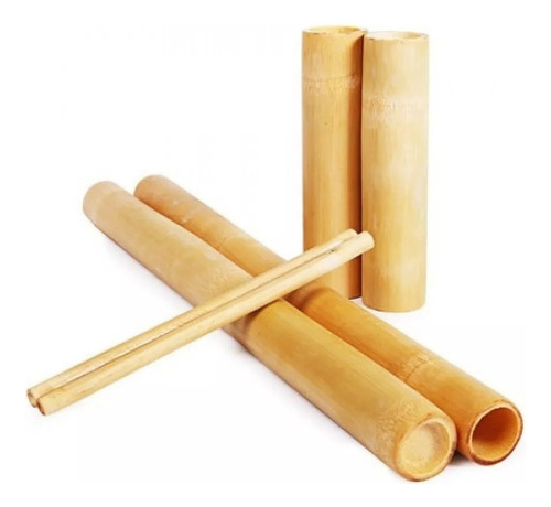 Kit Bambuterapia Tratado 6 Peças - Para Massagem Relaxante Cor Bambu