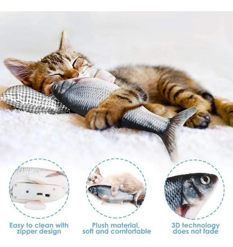 Juguete Eléctrico Recargable De Pescado Para Gato A, 4 Pieza
