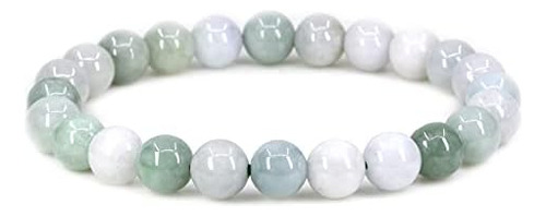 Keleny Natural 8 Mm Verde Blanco Jade Cuentas Redondas Piedr