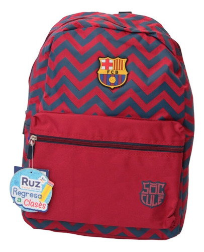 Mochila Escolar Juvenil Barcelona Rojo/azul 100% Original 