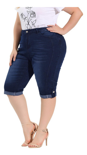 Vaqueros Capri De Mezclilla Talla Grande Pantalón Elástico