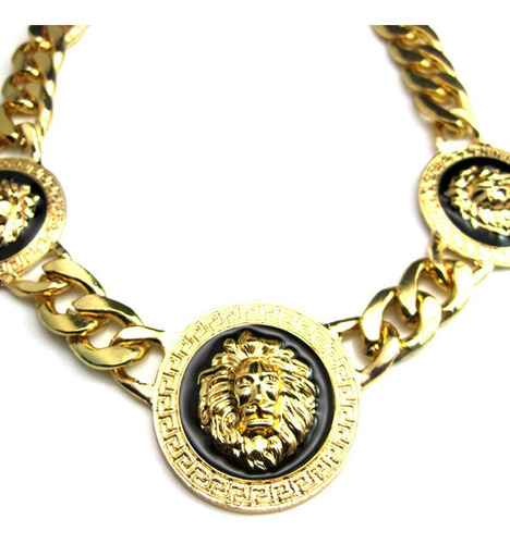 Collar Chapado En Oro Punk C/diseño De León Para Mujer