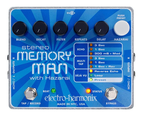 Pedal Efecto Electro Harmonix Stereo Memory Man Hazarai Dela