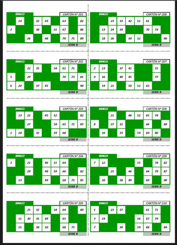10000 Cartones De Bingo En 5 Series - Pdf Para Imprimir