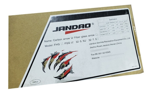 Imagen 2 de 2 de Pack 10 Flechas P/arco 32' Carbono 5,5mm 95gr Jandao