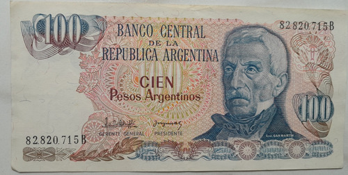 Billete De Colección De Cien Pesos Argentinos !!!! (Usado)