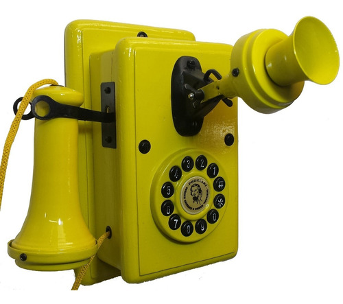 Telefone Antigo Retrô Vintage Nelphone De Parede Amarelo