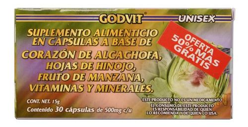 Imagen 4 de 4 de Corazon De Alcachofa (30 Cápsulas) Gn+vida
