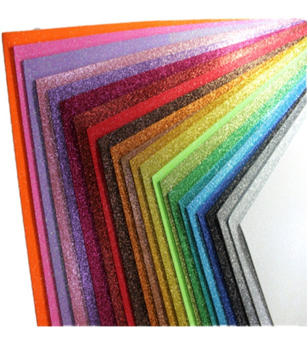 Goma Eva Colores Glitter 60x40 Calidad Premiun Brillos