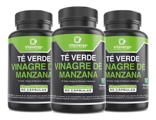 Te Verde + Vinagre Manzana Premium - Detox Depurador X 3