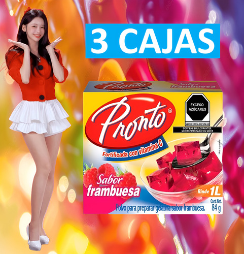 Pronto 3 Gelatinas De Agua Varios Sabores Con Vitamina C Wow