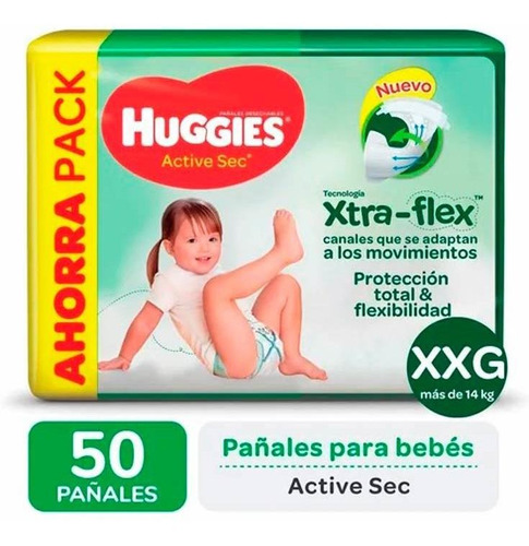 Pack X 3 Unid Pañal  Verde Mesxxg 50 Un Huggies Pañales P/b