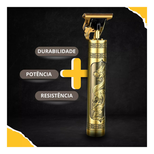 Maquina Acabamento Cabelo Barba Profissional Sem Fio Premium Dourado-escuro