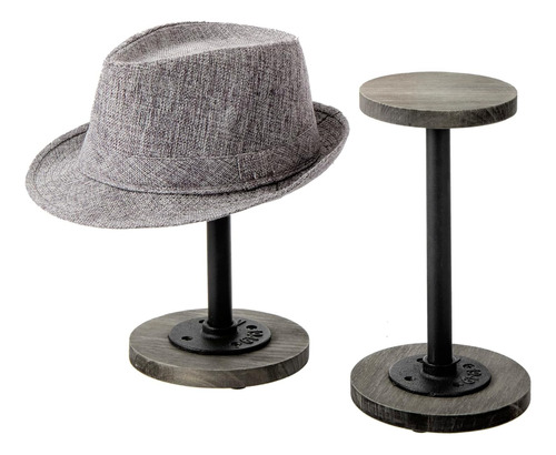 Juego De Soporte Sombreros De Pedestal De Madera Gris D...