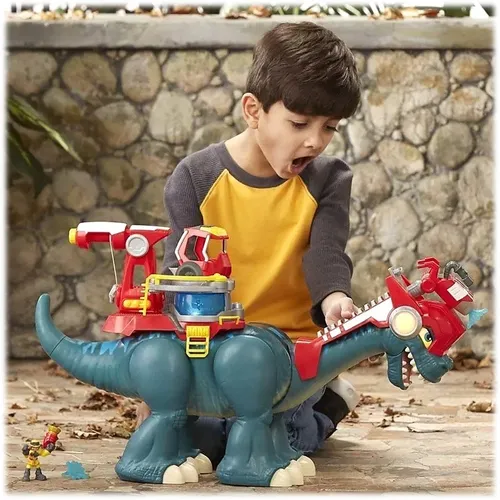 Dinosaurio Bombero Y Nena De Los Dibujos Animados Original