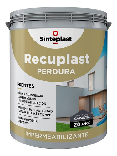 Impermeabilizante Exterior Sinteplast Perdura Frente Para Paredes Color Blanco 10l