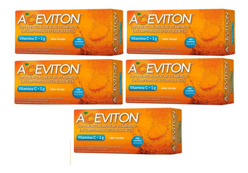 Kit Com 5 Vitamina C Aceviton Cimed 1g 10 Cpr Efervescentes