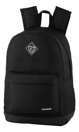 Mochila Everbags School Moderna Mala Trabalho Casual Multiuso Confortável Reforçada Viagem Preto