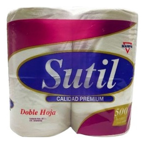  Papel Higiénico Sutil  (4 Rollos De 500 Hojas)