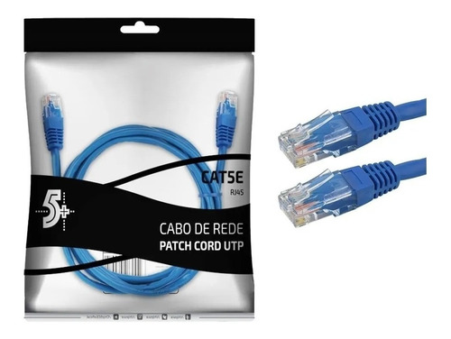 Cabo De Rede Rj45 5m Ethernet Patch Cord Cat5e Azul 5 Metros