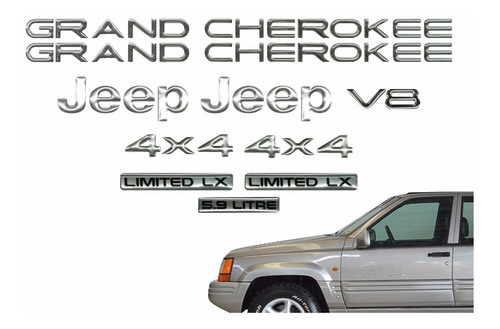 Kit Adesivo Emblema Resinado Jeep Grand Cherokee Lx 5.9 