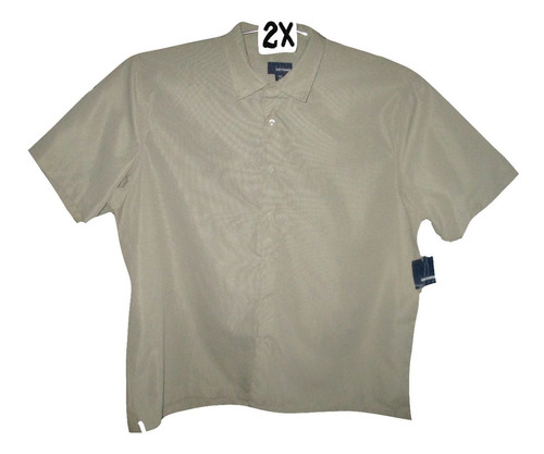 Camisa Beige/crema De Rayas Talla 2x De Vestir Basic Edition