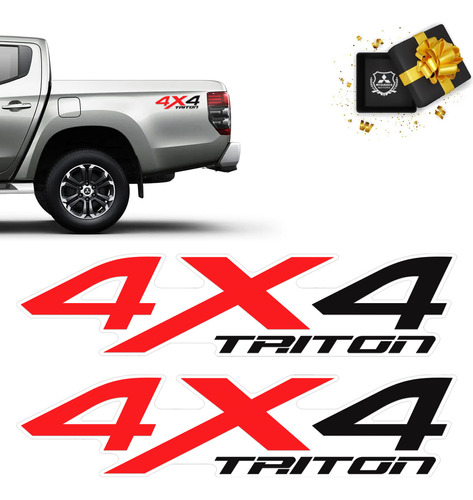 Par Adesivos 4x4 Mitsubishi L200 Triton Lateral - Genérico