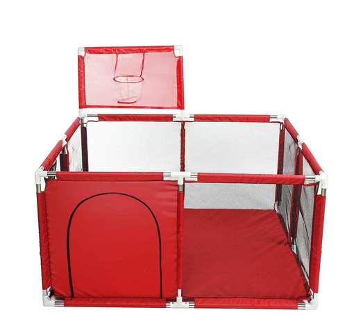 Corral Seguridad Bebes Con Aro De Basket 128cm Rojo