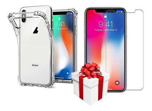 Protector Tpu Antishock + Vidrio Templado iPhone X Xs