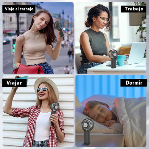 Ventilador De Mano 3 Modos Con Luz Recargable Hogar Viaje